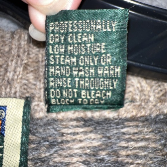 VTG Mountain Express Sweater Men's Sz M Beige Houndstooth‎ Pure Wool Sweatshirt - Picture 6 of 6